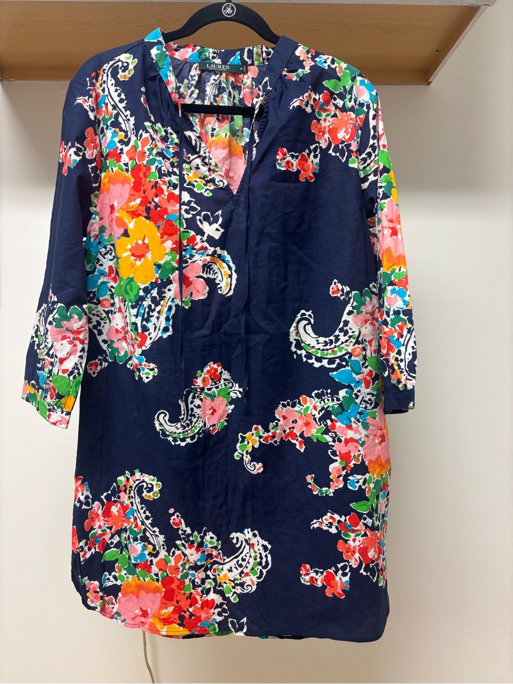 Lauren by Ralph Lauren Navy Floral Tunic Dress - M